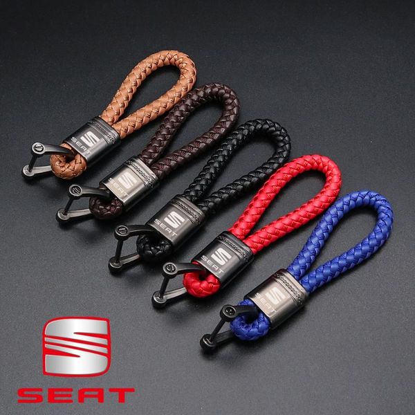

keychains car universal leather rope keychain for seat leon ibiza arona altea ateca toledo exeo tarraco cupra horseshoe buckle key rings, Silver