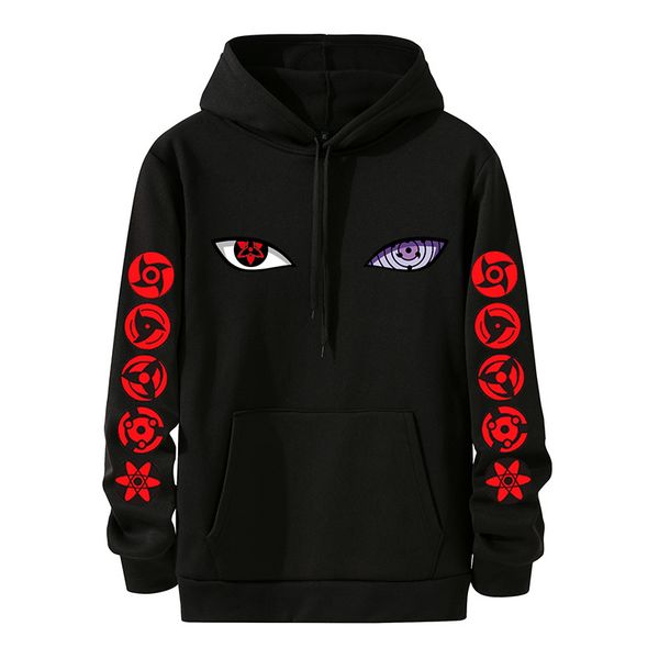 

men women pullovers hoodi sweatshirts anime hoody akatsuki streetwear pullover cloth oversized hoodie 2021, Black