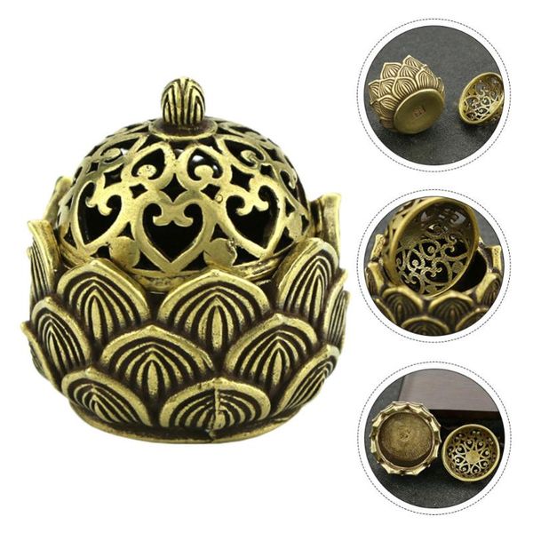 

1pc lotus shaped incense burner decorations brass fragrance lamps