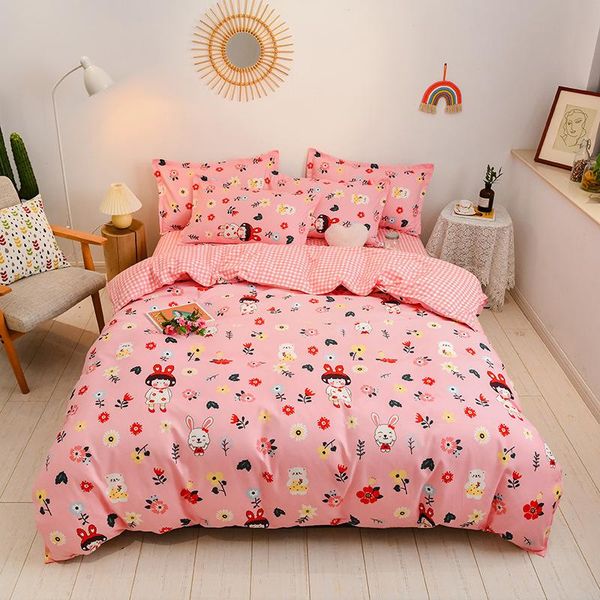 

bedding sets 3/4 pieces set cartoon girl and pattern bedclothes include duvet cover bed sheet pillowcase for kids/adult