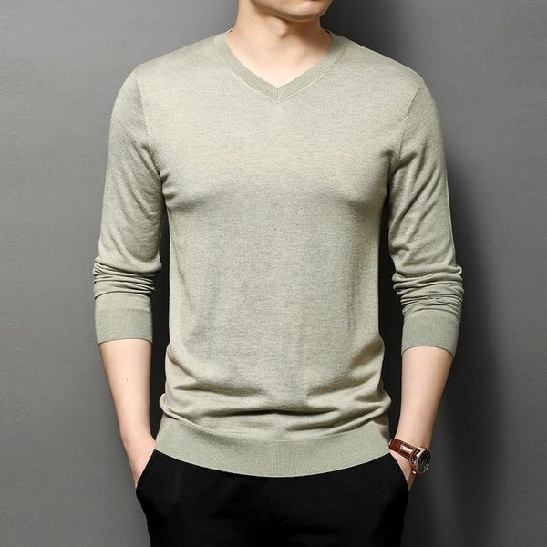 

men's sweaters v-neck solid color long-sleeved knit sweater men 2021 autumn and winter bottoming shirt zde1825, White;black