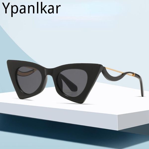 

sunglasses 2021 fashion stylish cool cat eye style women unique vintage ins brand design sun glasses, White;black