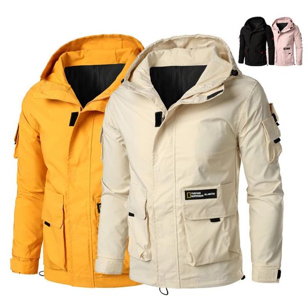 

men's jackets hoody bomber jacket men mulit-pocket cargo designer steetwear autumn hip hop windbreaker coats korean fashion 5xl, Black;brown