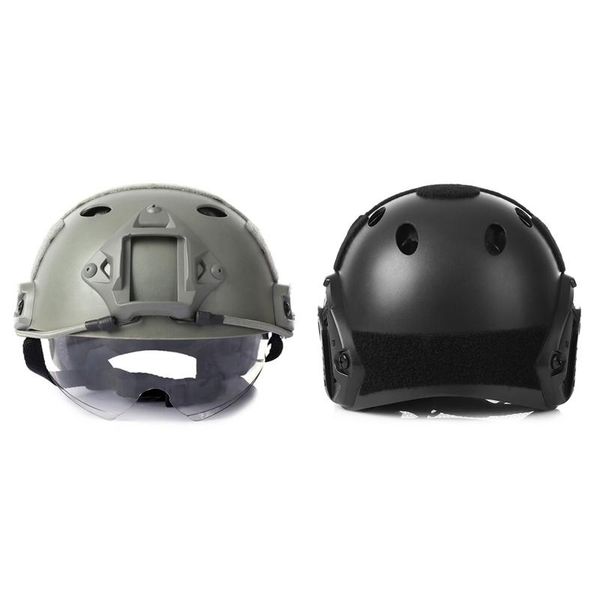 

tactical helmets 2pcs outdoor helmet cs paintball base jump protector 55-59cm - black & green
