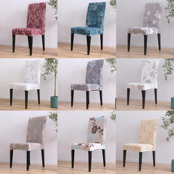 

chair covers leaves kitchen cover stretch elastic seat slipcover flower plaid dining spandex 1pc