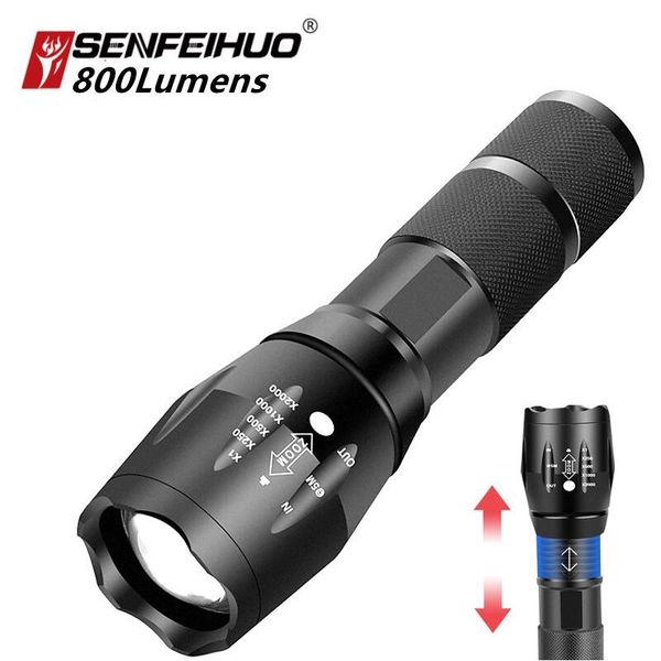 

flashlights torches led lamp 350-800lumens 5-10w ipx5 waterproof zoom with attack head power by 18650 battery recharge