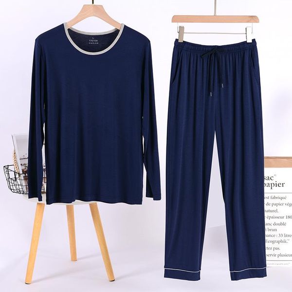 

men's sleepwear modal pajamas, long-sleeved trousers, spring and autumn living clothes, thin home quality assurance, Black;brown