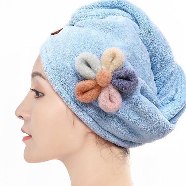 

towel 1 pc quick-drying hair hat lovely soft coral fleece for bath