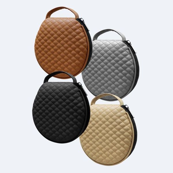 

car organizer 20 pcs capacity dvd holder round wallet case embroidered griding leather