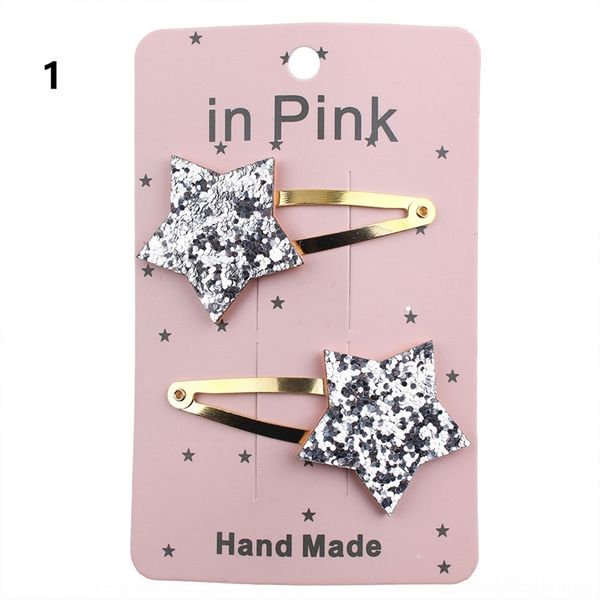 

t7b new barrettes clips children's hairpin five pointed star heart-shaped crown bb clip baby headdress hair ornament headdress, Golden;silver