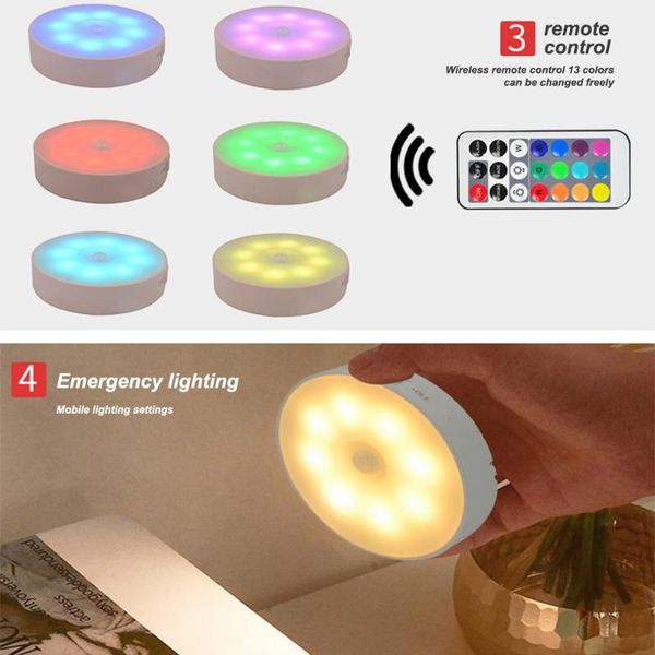 

motion round sensor cabinet light remote control auto smart night lamp led lights for home bedroom closet wardrobe