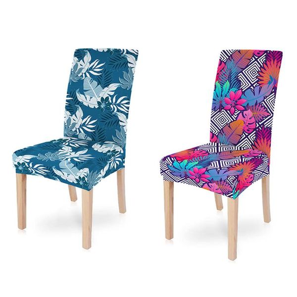 

chair covers tropical plants stretches chairs cover spandex home dining decor seat protector elastic palm leaves stretch 1pc
