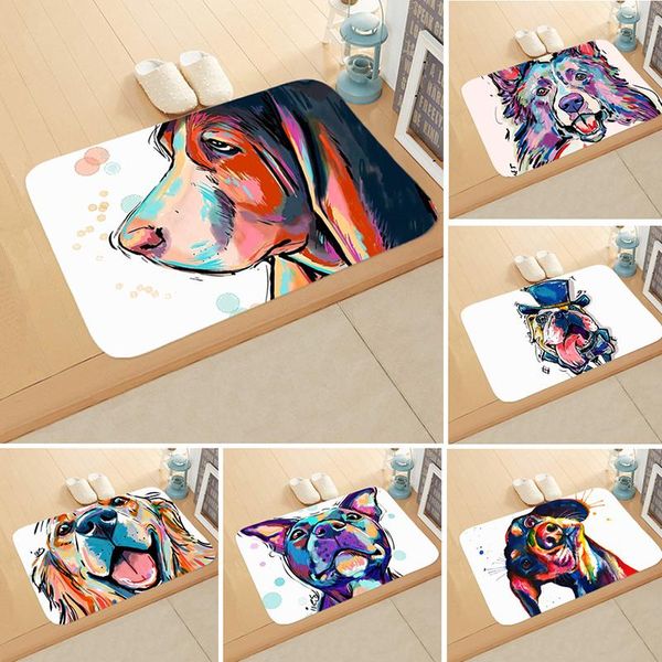 

carpets 1pcs 40*60cm cute dog pattern floor mat anti-slip suede carpet doormat indoor kitchen bathroom living room door rug