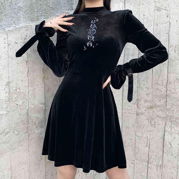 

dress women's long embroidered retro gothic street dress, frill, lolita, Black;gray