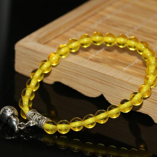 

charm bracelets 13 style tibet silver-color pendant yellow faux resin beeswax bracelet bangle 6mm 8mm round beads jewelry making 7.5inch b21, Golden;silver