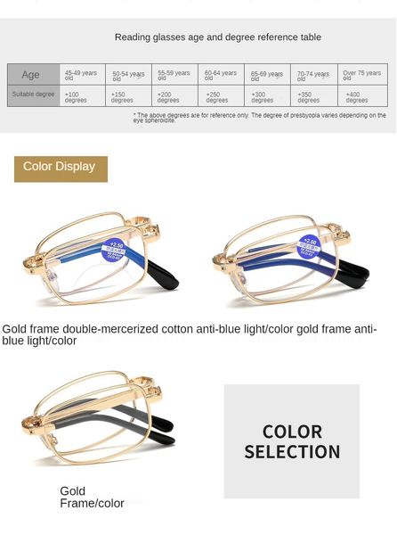 Sonnenbrille Presbyopie Dual-Purpose-Einzel- und Doppellicht-faltbare tragbare Zoom-Anti-Blau-Aging-Brille