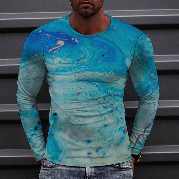 

men's tee t shirt 3d print graphic round neck casual daily print long sleeve fashion designer comfortable big and tall blue b3ls#, White;black