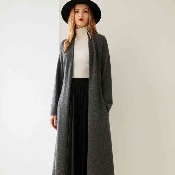 

women's jackets 2021 autumn cardigan golds 100% pure cashmere feminine knitting europe long sweater, Black;brown