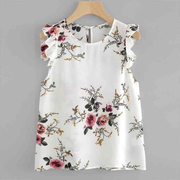

floral chiffon blouse floral print butterfly sleeve blouses women casual women and bloues vintage shirt blusas de mujer, White
