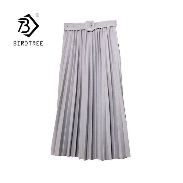 

pleated skirt 2021 autumn winter 11 colour women belt a-line skirts elastic waist all-match bottoms b09405r, Black