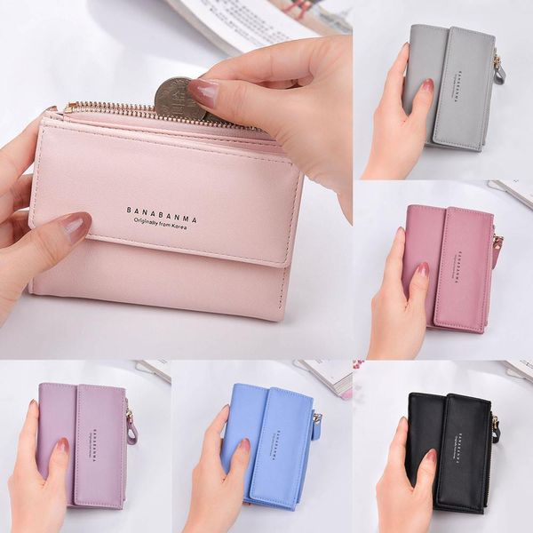 

women leather pattern coin purse passcard short wallet pockets note compartment card holder bag x 15 cc, Red;black
