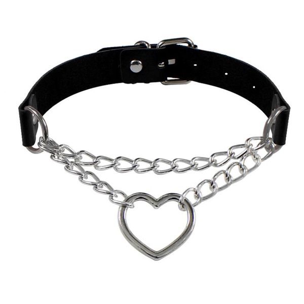 

chokers harajuku gothic choker necklace for women chocker heart lock key rivets goth punk hip hop bondage cosplay jewelry, Golden;silver
