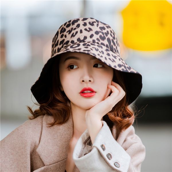 

south autumn winter east gate harajuku leopard fisherman's art men's and women's fashion basin hat foldable