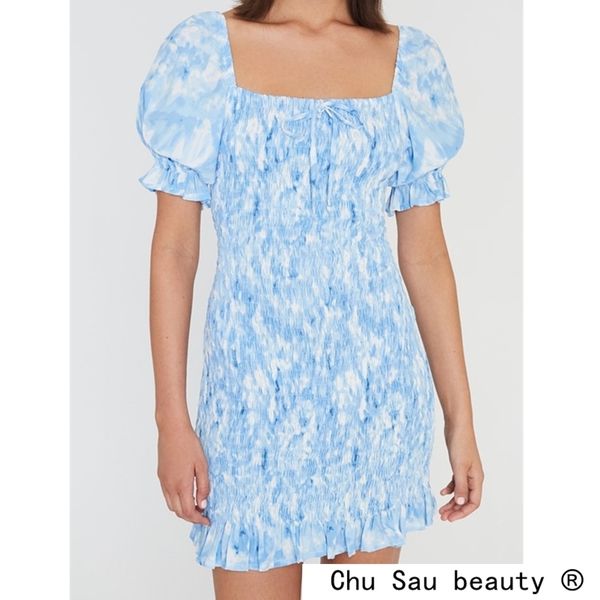 

fashion party evening chic floral print mini dress women summer holiday style ruffles tight dresses female 210508, Black;gray