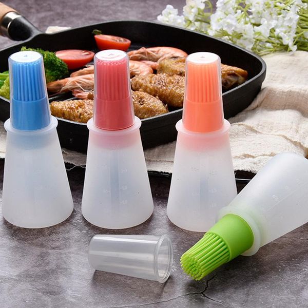 

tools & accessories portable silicone oil bottle with brush grill brushes liquid pastry kitchen cooking baking bbq tool