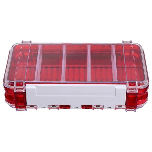 

double-layer waterproof fishing tackle box lure hook bait storage outdoor accessories (red)