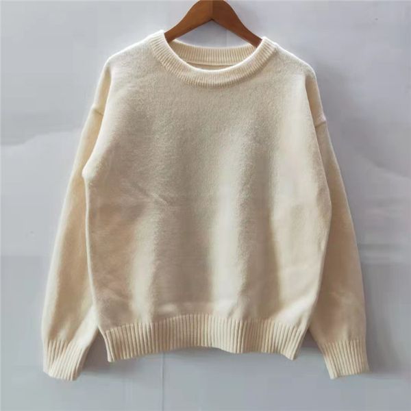 

2021 autumn winter new back letter 8 solid color loose top, White;black