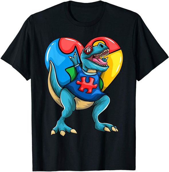 

t rex dinosaur autism awareness t-shirt men boys t-shirt, White;black