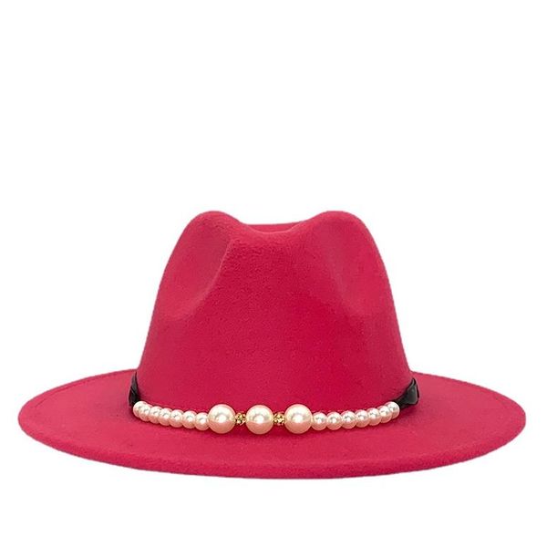 

wide brim hats brand winter autumn imitation woolen women men ladies pearl fedoras jazz hat european american caps bowler, Blue;gray