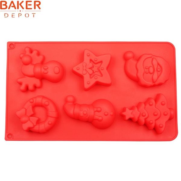 

cake tools baker depot diy baking christmas santa snowman deer tree and star mold silicone soap cdsm-681