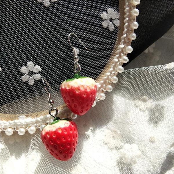 

women's t-shirt joinyouth kawaii strawberry earring, White
