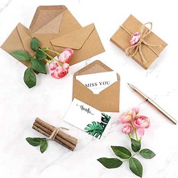 

100packs kraft paper envelopes gift card envelope sleeve for invitations business notes mini greeting cards