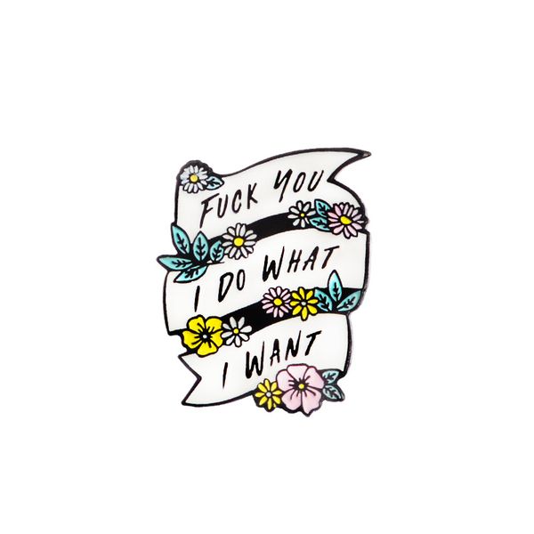 

flowers banner enamel pins sassy feminist brooches badges girls power jewelry, Blue