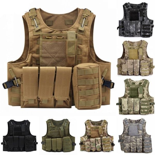 

tactical molle vest military army combat assault plate carrier cs outdoor waistcoat hunting jackets, Camo;black