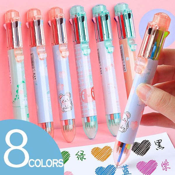 

ballpoint pens kawaii 8 colors pen muticolor rollerball school office supply gift stationery for writing, Blue;orange