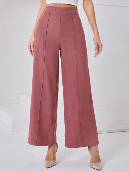 

wide leg contrast stitch pants y9ck#, Black;white