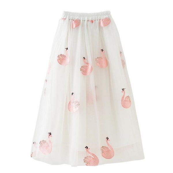 

skirts 2-16yrs feather/swan embroidery girls skirt summer cozy mesh toddler baby pettiskirt princess party wedding tutu ca928
