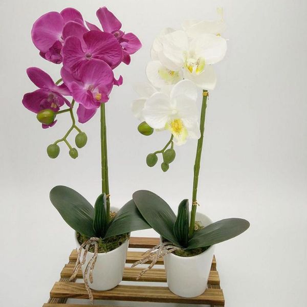 

small artificial simulation silk flowers phalaenopsis bonsai innovative decoration ornaments sale wedding decorative & wreaths