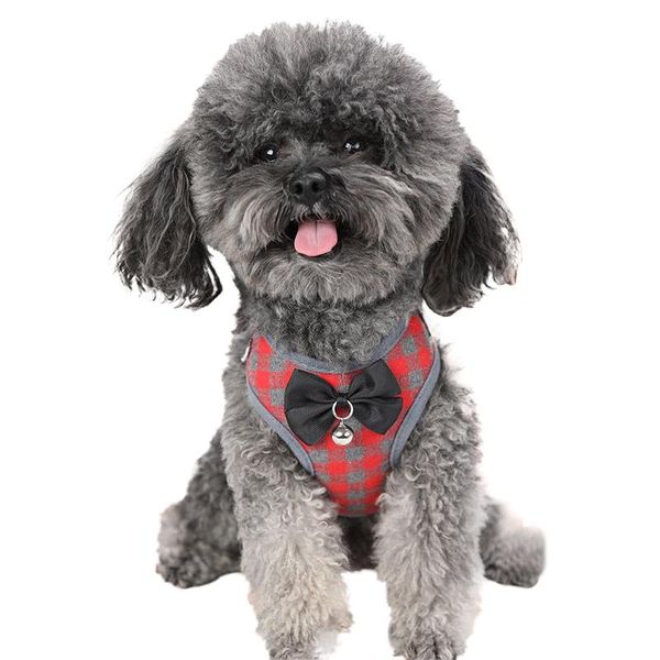 

dog collars & leashes small harness with leash set pet cat bowknot vest mesh padded collar for puppy chihuahua pug