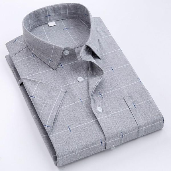 

men's casual shirts quality short sleeve shirt summer soft button down collar classic style male man plaids, White;black