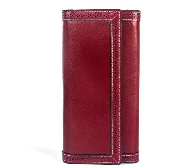 

wallets genuine leather women purses luxury designer female long coin purse phone pocket ladies trifold, Red;black