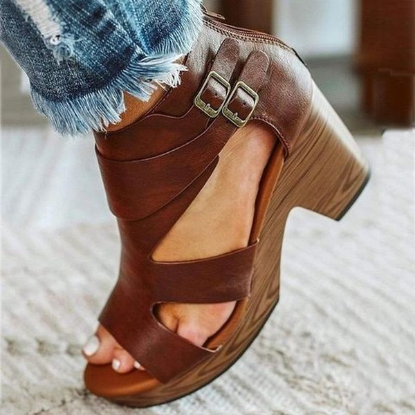 

fashion wedge hollow sandals office high heel shoes ladies platform women, Black