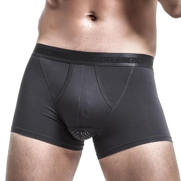 

underpants men trunks boxers modal underwear separation pouch u convex male comfortable sport bottom shorts briefs man lingerie, Black;white