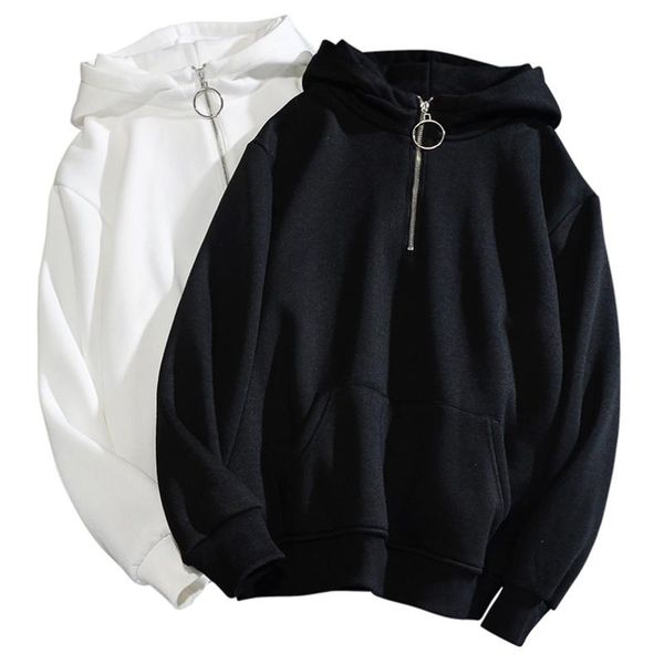 

men's hoodies & sweatshirts fall winter cotton fleece sweatshirt men women zipper up male female oversized hooded quilted pullover 20, Black