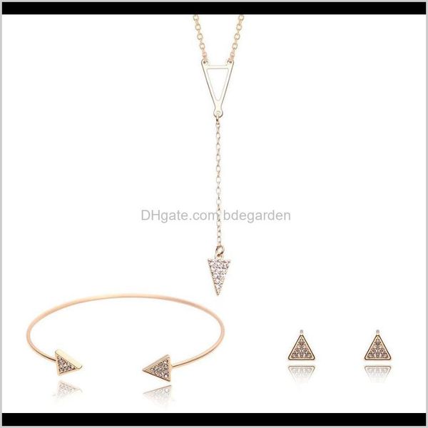

bracelet, & necklace drop delivery 2021 triangle jewelry sets rose gold color earrings necklaces bracelets for women fashion 8kbh9, Black