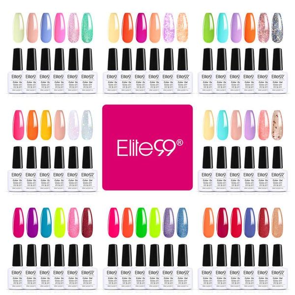 

nail art kits elite99 6pcs/lot shiny gel polish set soak off uv led colors manicure 10ml macaron polishes lacquer kit